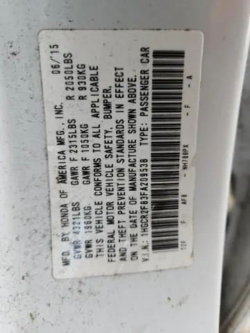 2015 HONDA ACCORD EXL  