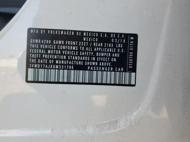 2016 VOLKSWAGEN JETTA SPORT  