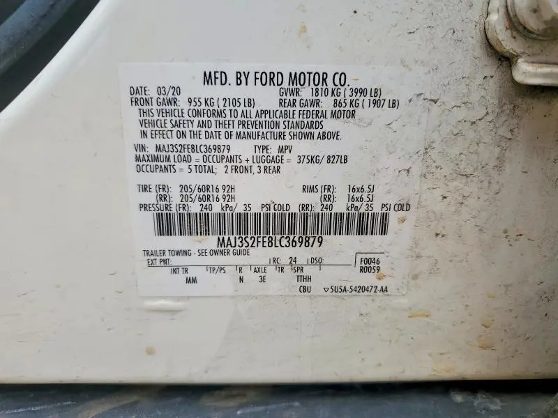 2020 FORD ECOSPORT S  
