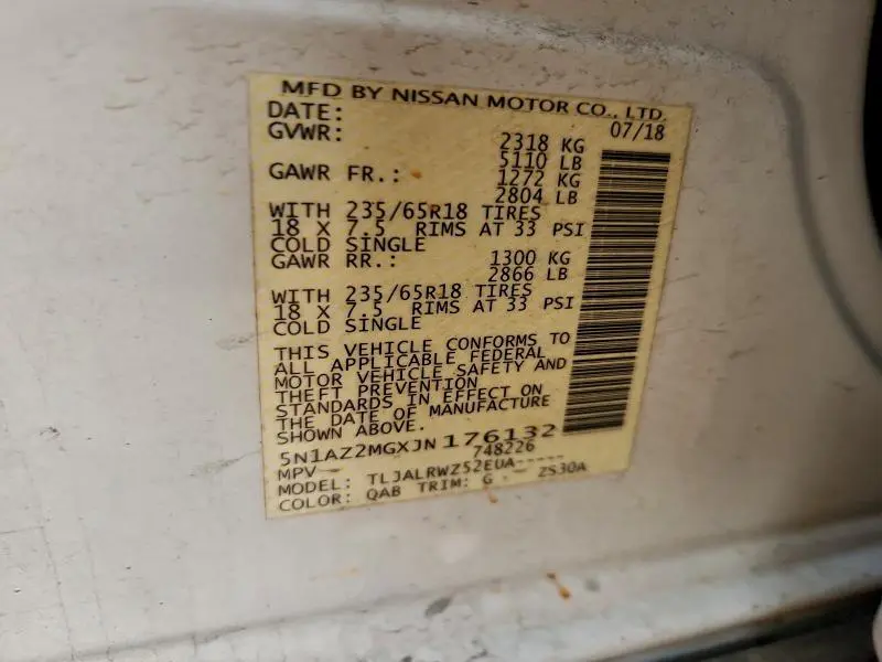 2018 NISSAN MURANO S  