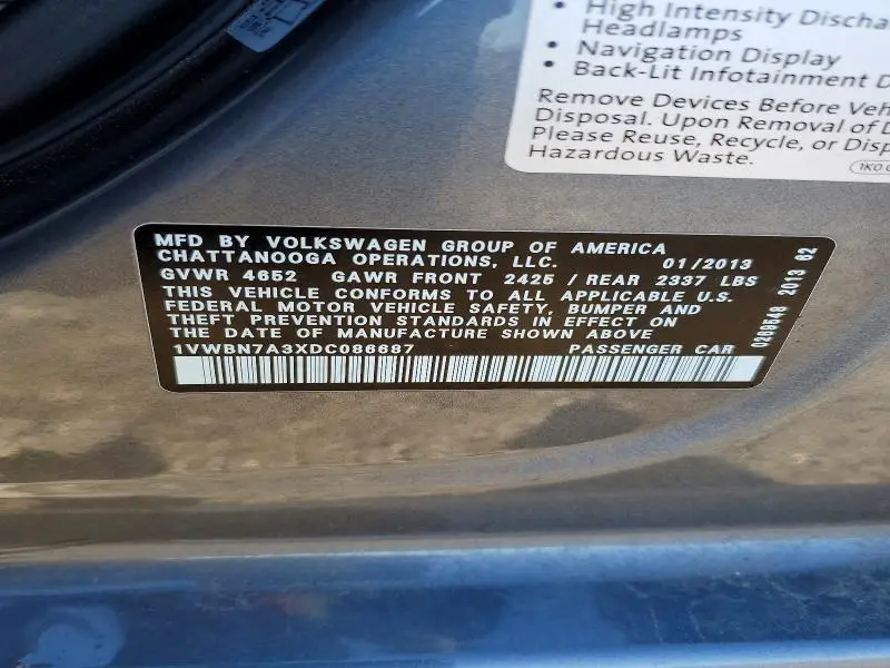 2013 VOLKSWAGEN PASSAT SE  