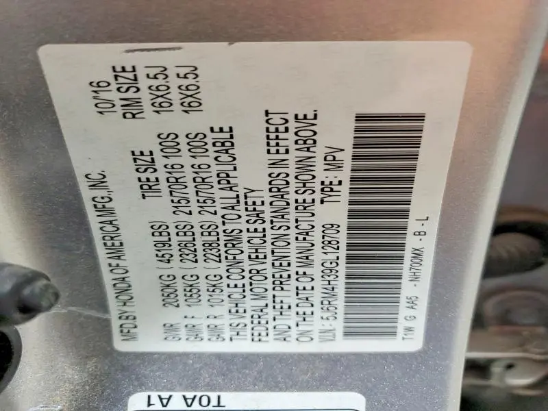 2016 HONDA CR-V LX  