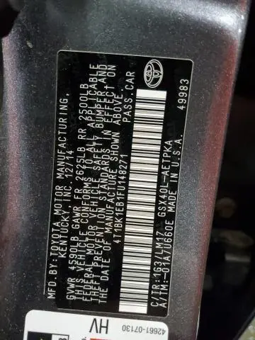2015 TOYOTA AVALON XLE  