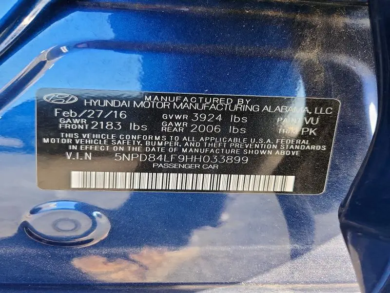 2017 HYUNDAI ELANTRA LIMITED  