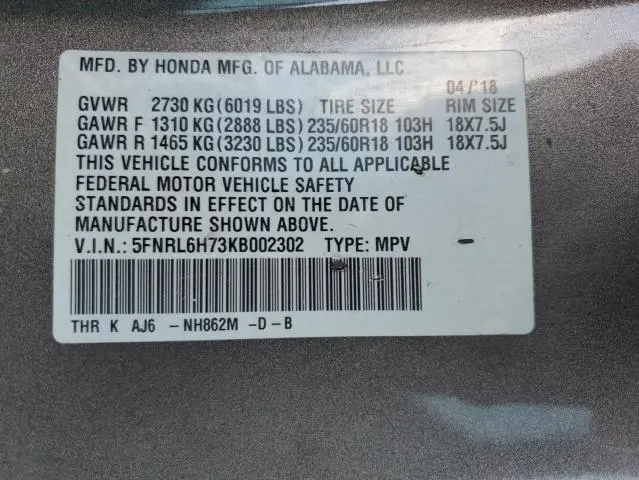 2019 HONDA ODYSSEY EXL  