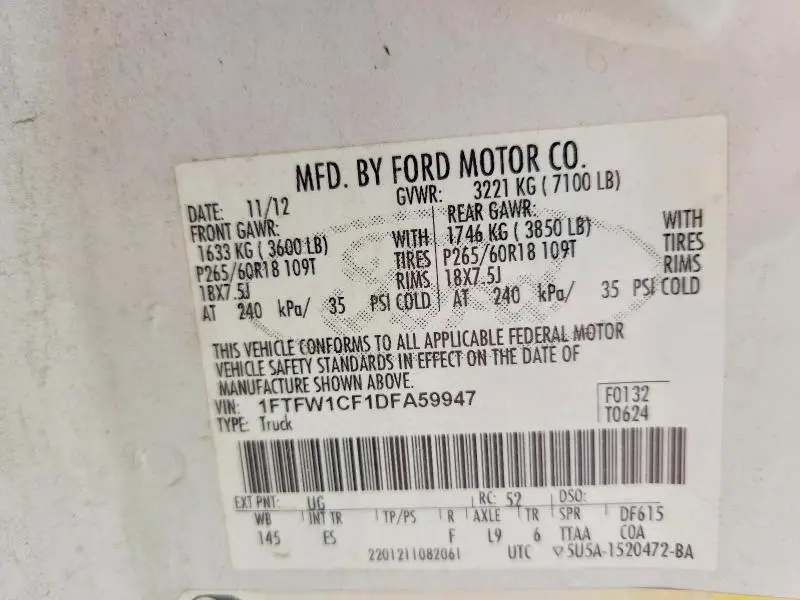 2013 FORD F150 SUPERCREW  