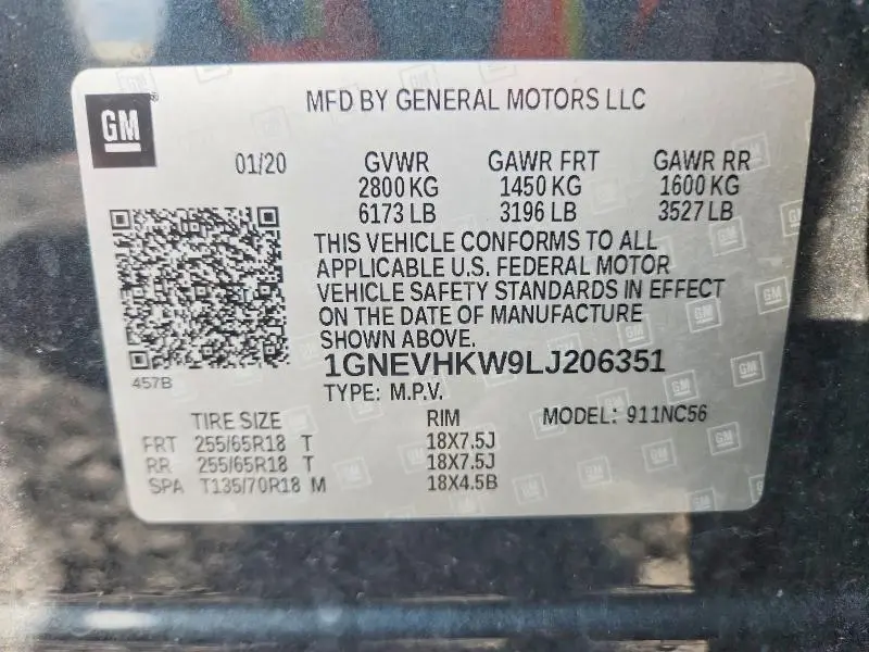 2020 CHEVROLET TRAVERSE LT  