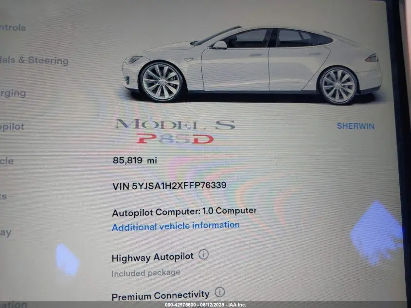 2015 TESLA MODEL S 70D/85D/P85D