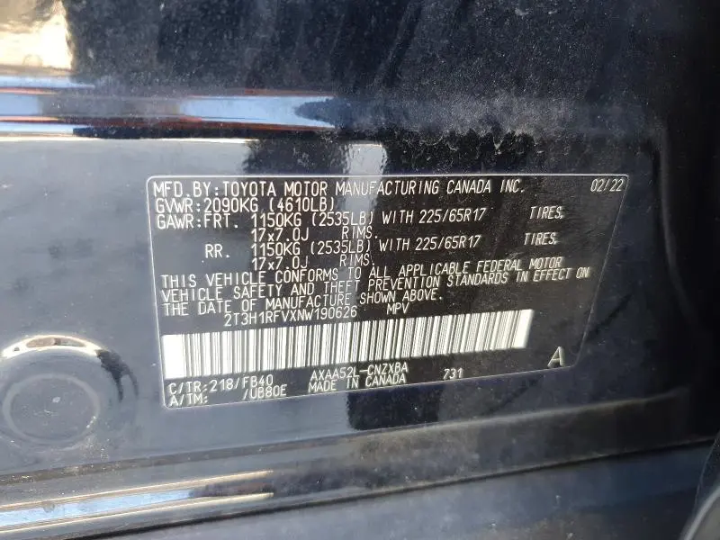 2022 TOYOTA RAV4 LE  