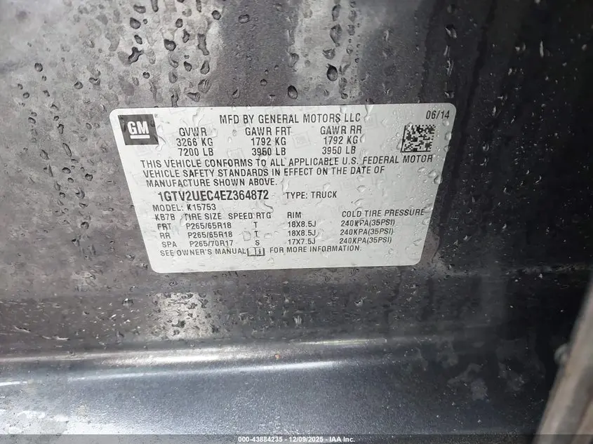 2014 GMC SIERRA 1500 SLE