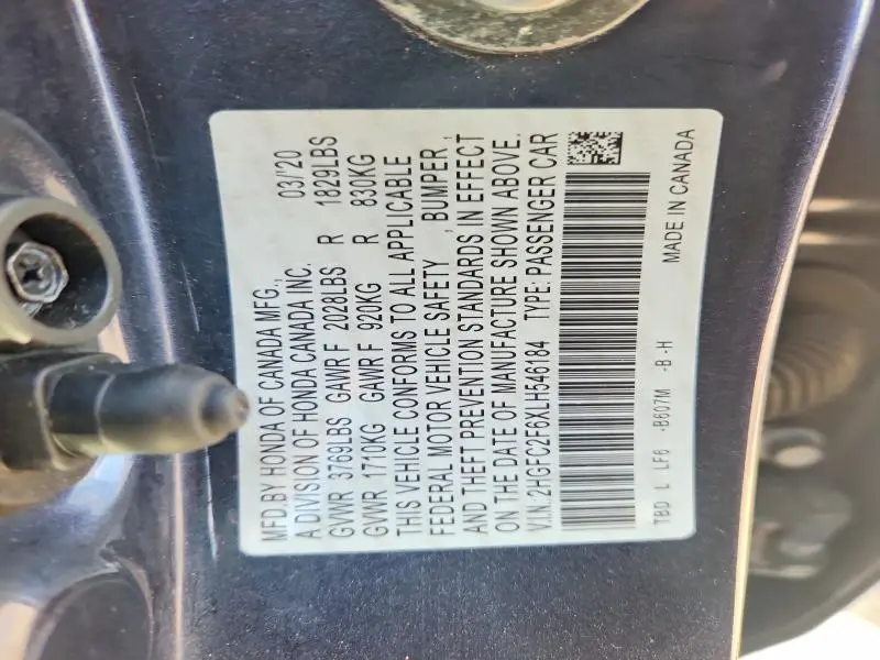 2020 HONDA CIVIC LX  
