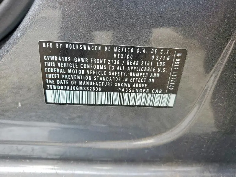 2016 VOLKSWAGEN JETTA SE  