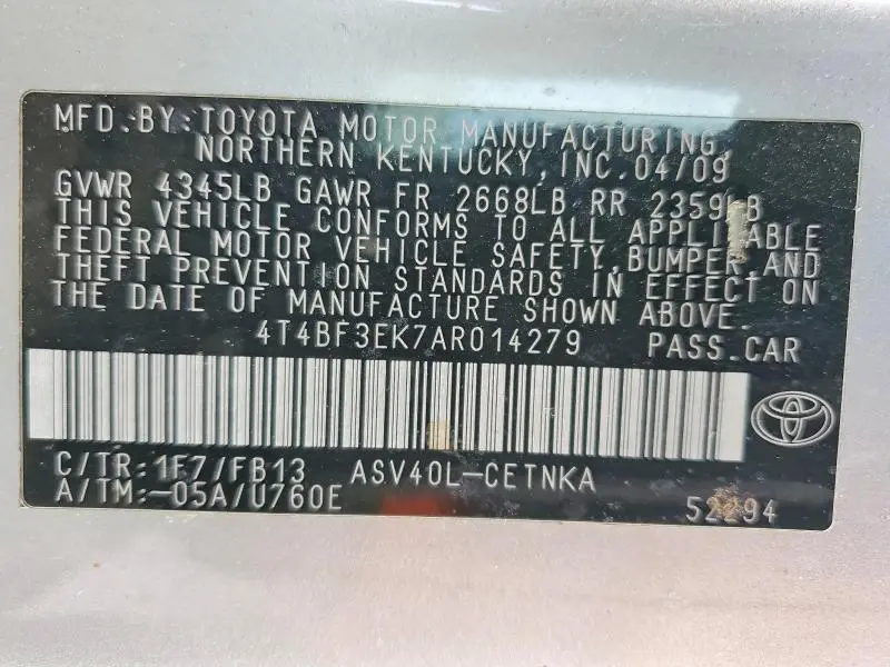 2010 TOYOTA CAMRY BASE  