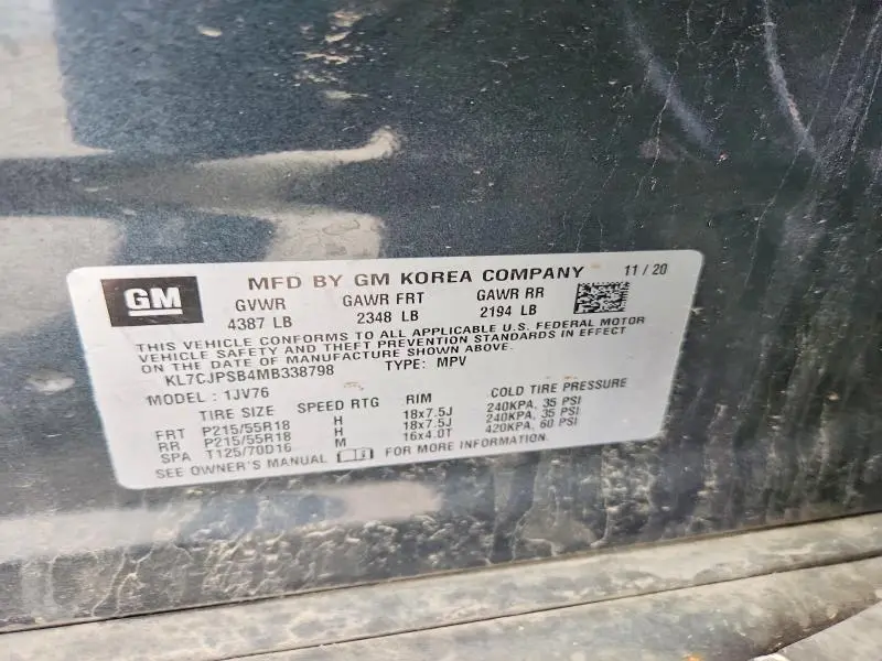 2021 CHEVROLET TRAX 1LT  