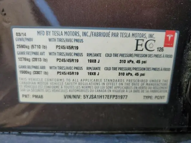 2014 TESLA MODEL S   