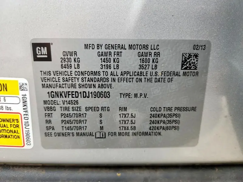2013 CHEVROLET TRAVERSE LS  