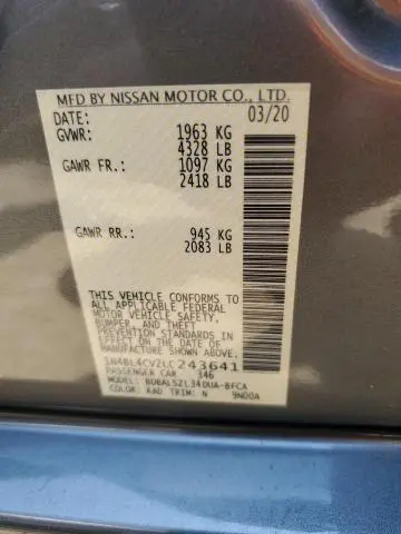 2020 NISSAN ALTIMA SR  