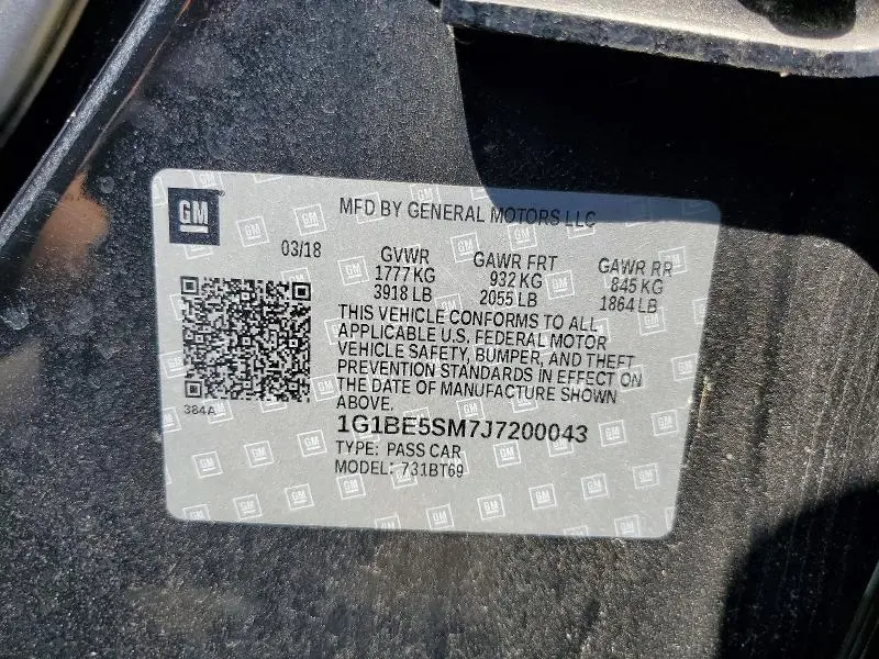 2018 CHEVROLET CRUZE LT  
