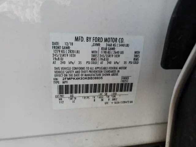 2019 FORD EDGE TITANIUM  