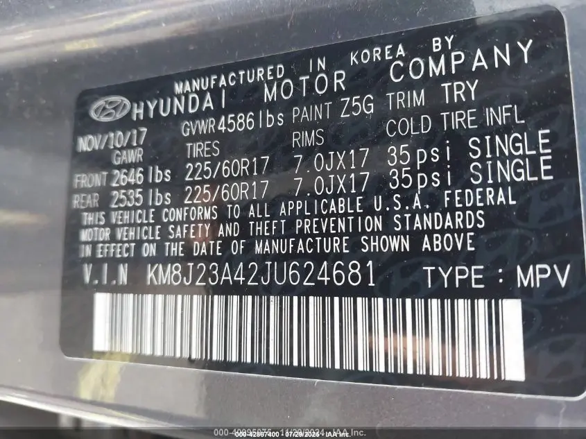 2018 HYUNDAI TUCSON SE