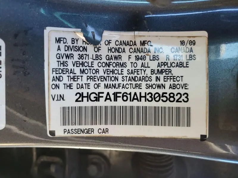 2010 HONDA CIVIC LX-S  