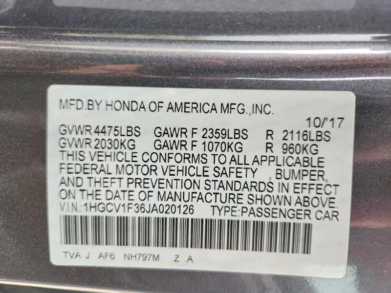 2018 HONDA ACCORD SPORT  