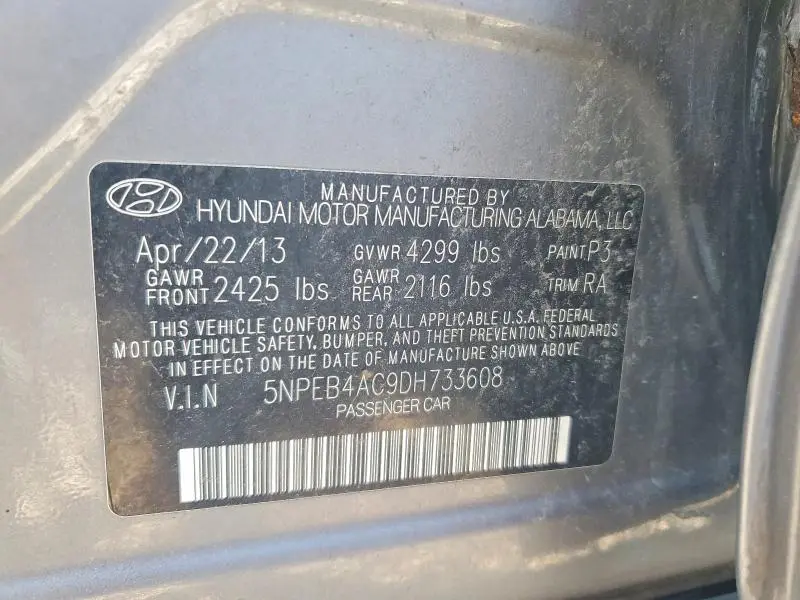 2013 HYUNDAI SONATA GLS  