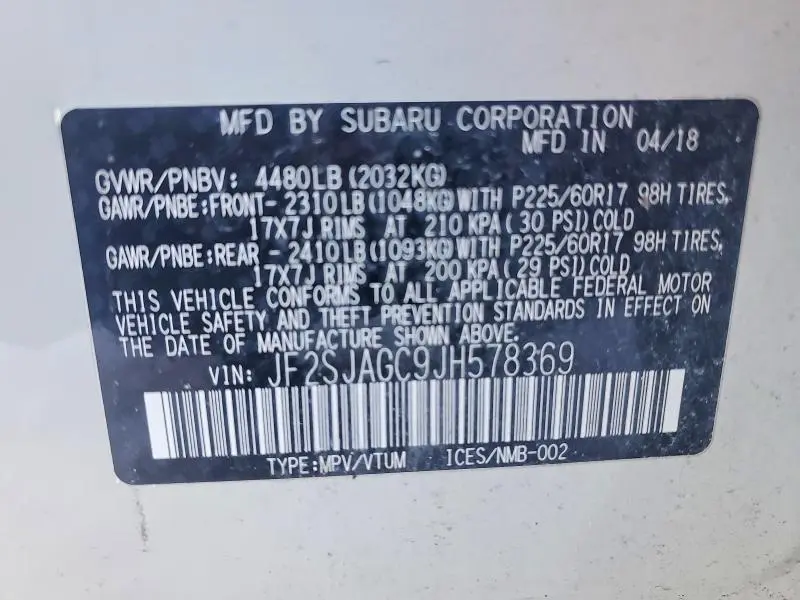 2018 SUBARU FORESTER 2.5I PREMIUM  