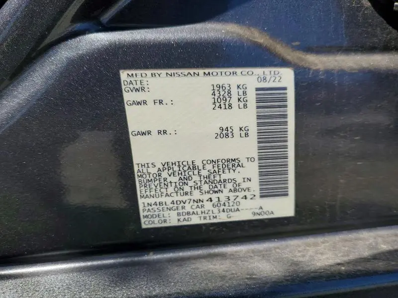 2022 NISSAN ALTIMA SV  
