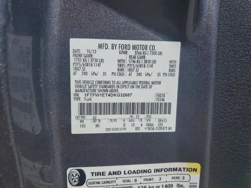 2013 FORD F150 SUPERCREW  