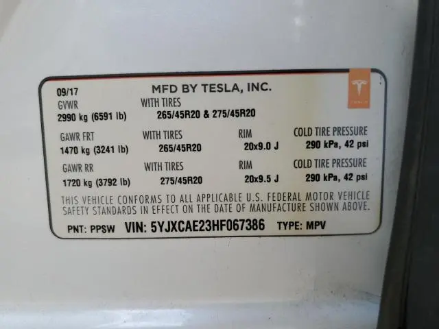 2017 TESLA MODEL X   