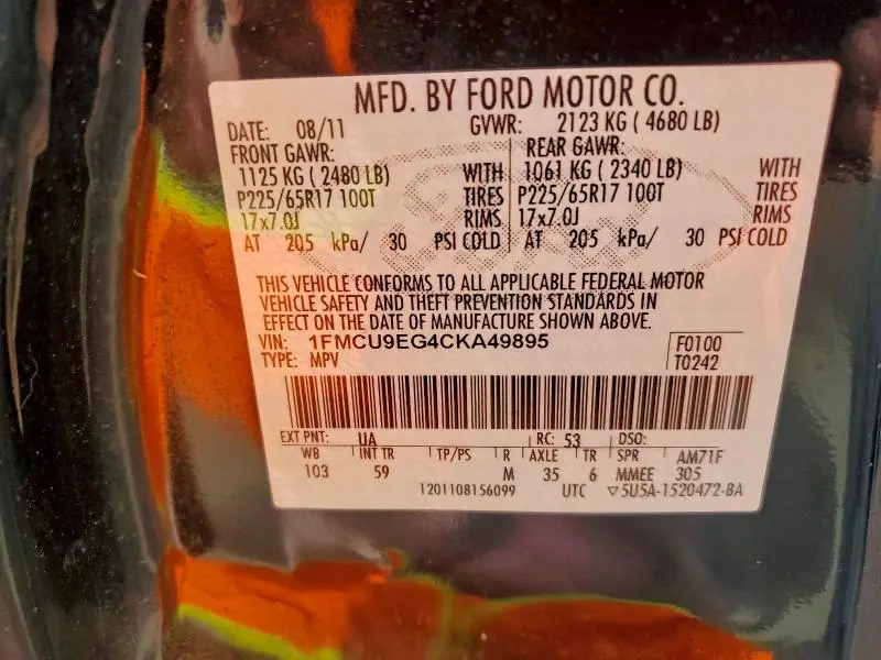 2012 FORD ESCAPE LIMITED  