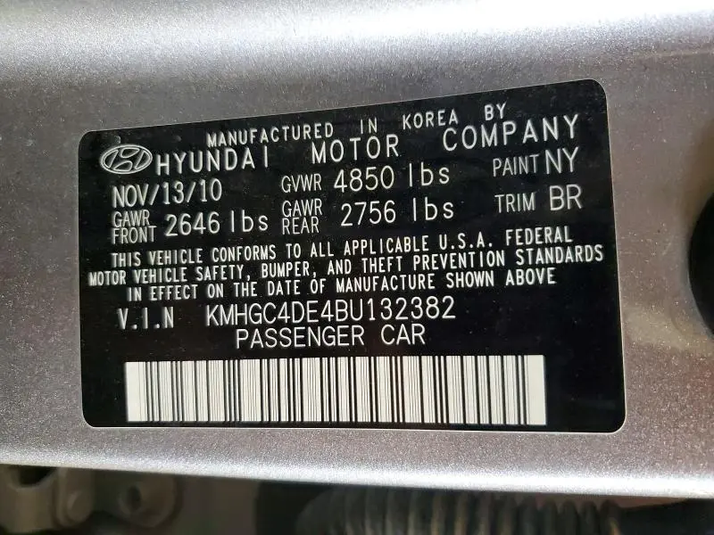 2011 HYUNDAI GENESIS 3.8L  