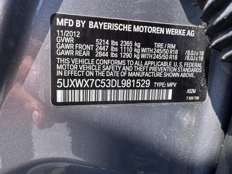 2013 BMW X3 XDRIVE35I  