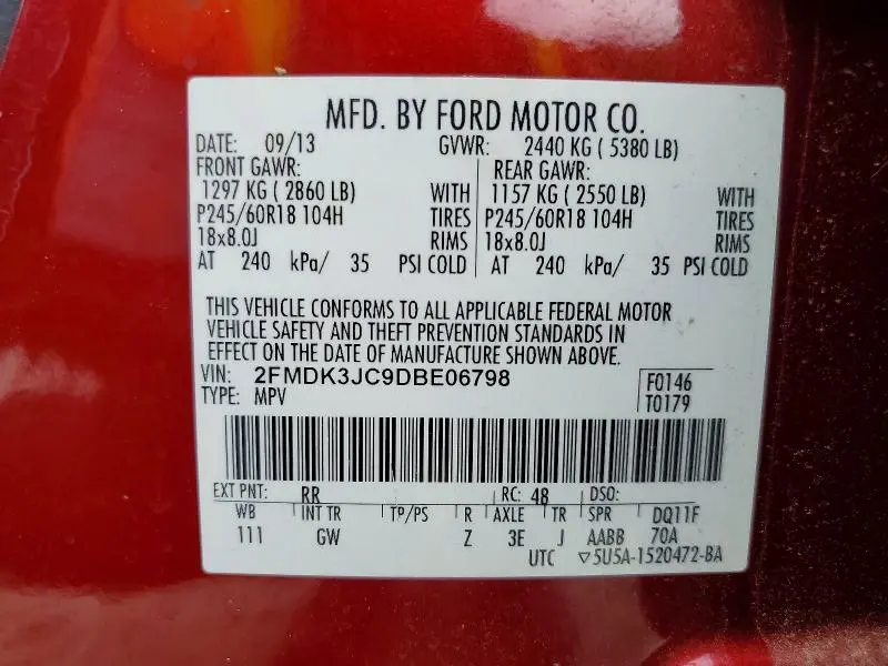 2013 FORD EDGE SEL  