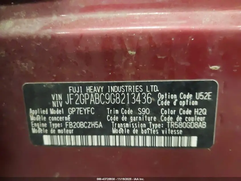 2016 SUBARU CROSSTREK 2.0I PREMIUM