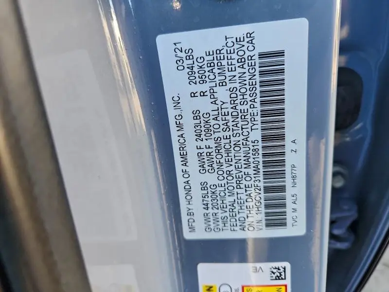 2021 HONDA ACCORD SPORT  