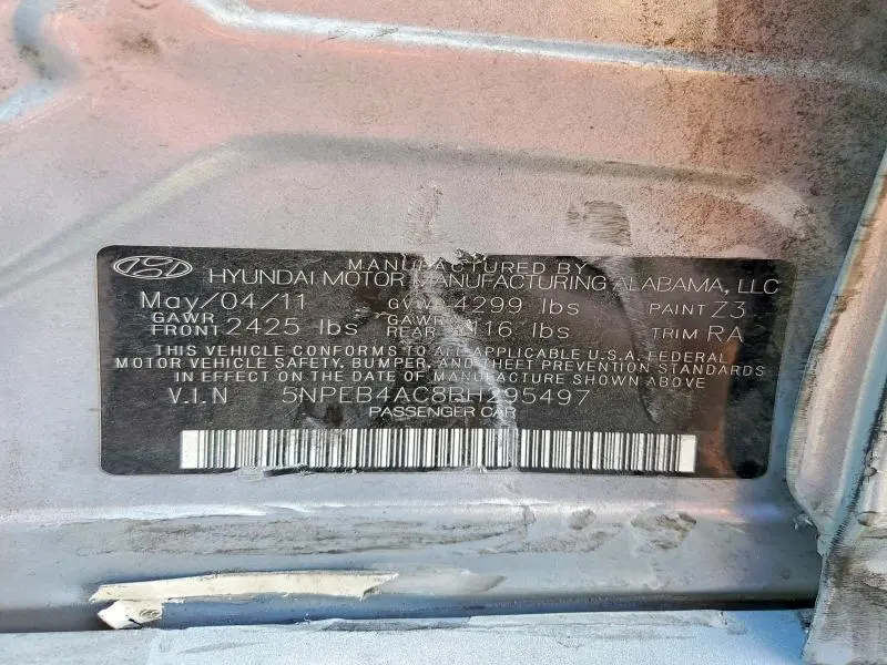 2011 HYUNDAI SONATA GLS  