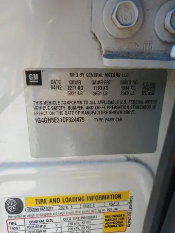 2012 BUICK LACROSSE PREMIUM  