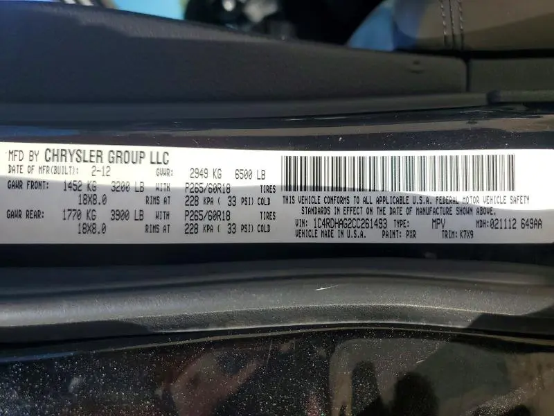 2012 DODGE DURANGO SXT  