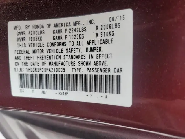 2015 HONDA ACCORD LX  