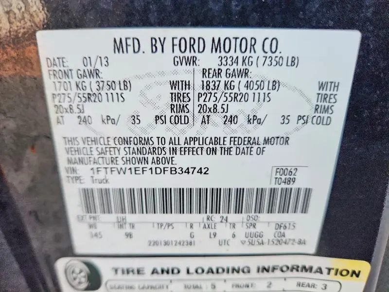 2013 FORD F150 SUPERCREW  