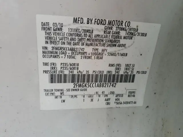 2010 FORD FLEX SEL  