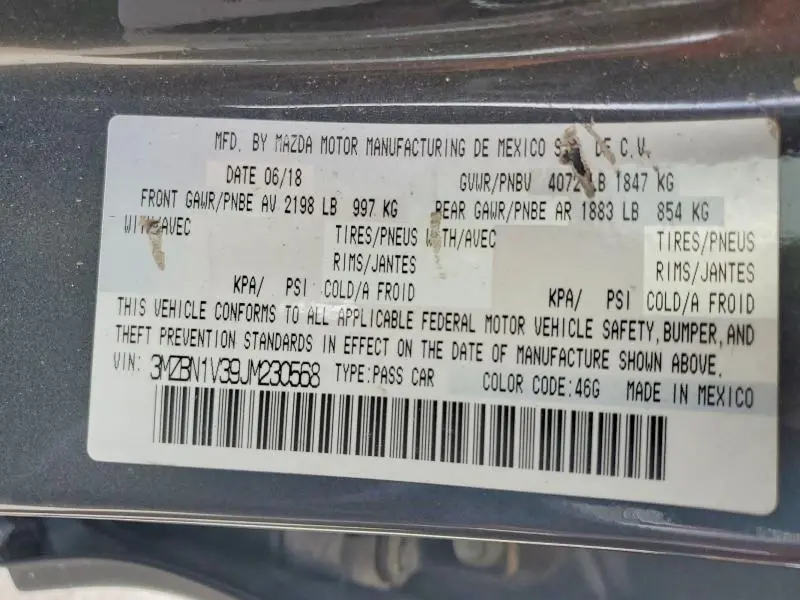 2018 MAZDA 3 TOURING  