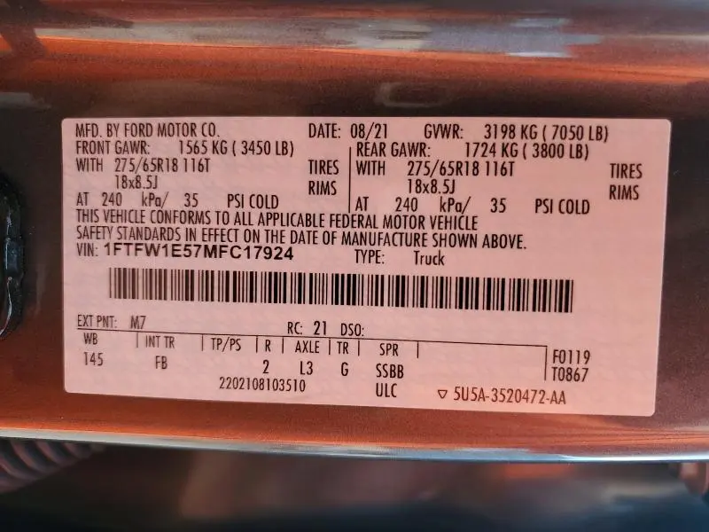 2021 FORD F150 SUPERCREW  