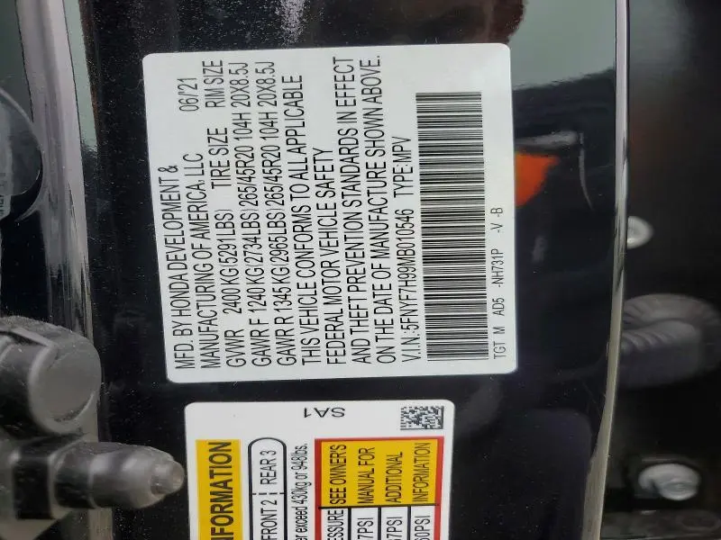 2021 HONDA PASSPORT TOURING  
