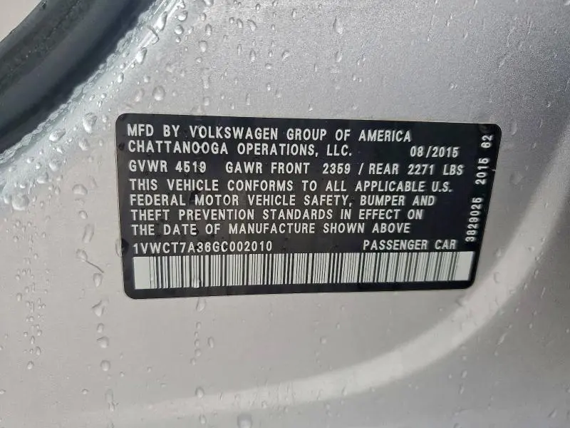 2016 VOLKSWAGEN PASSAT SEL  