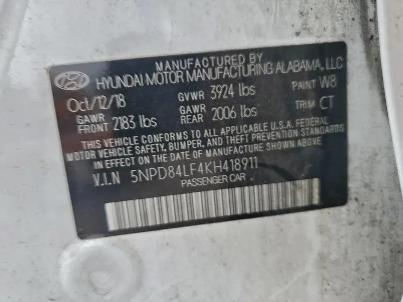 2019 HYUNDAI ELANTRA SEL  