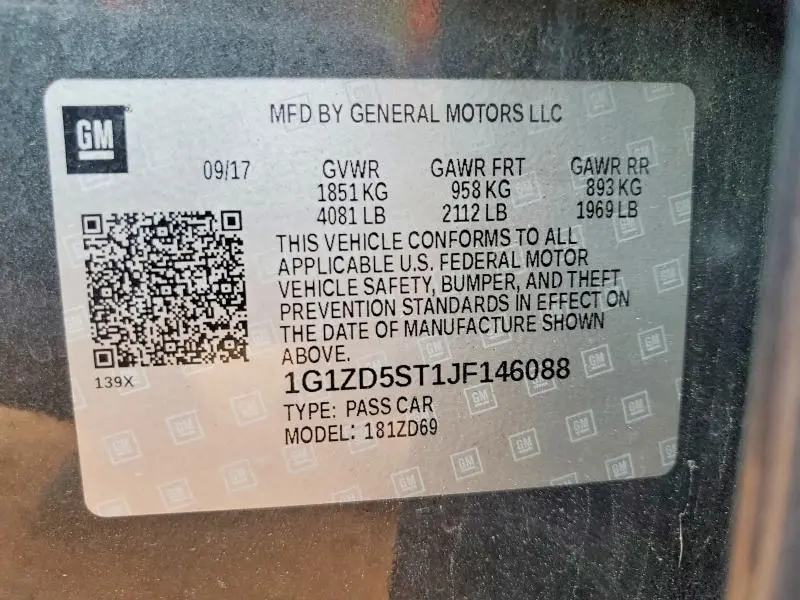 2018 CHEVROLET MALIBU LT  