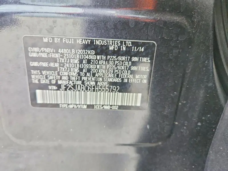 2015 SUBARU FORESTER 2.5I  
